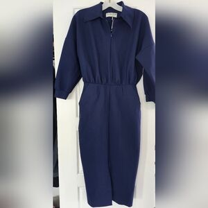 NWOT Chiara Boni $735 Bodycon Knee Length Dress Size 40 IT (4) Navy Blue